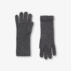 Трикотажные кашемировые перчатки с ребристыми манжетами Johnstons, серый