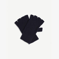 Кашемировые перчатки без пальцев в рубчик Johnstons, темно-синий