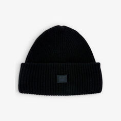 Шерстяная шапка-бини Pansy с нашивкой-логотипом Acne Studios, черный