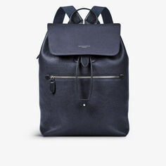 Кожаный рюкзак Reporter с логотипом Aspinal Of London, темно-синий