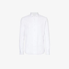Рубашка узкого кроя из хлопкового джерси с раздвинутым воротником Corneliani, белый