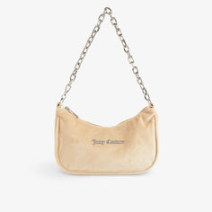 Велюровая сумка на плечо с металлическим логотипом Juicy Couture, цвет nomad483