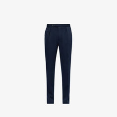 Зауженные плетеные брюки прямого кроя со складками Brad Polo Ralph Lauren, темно-синий