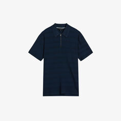 Рубашка-поло фактурной вязки Stree с полумолнией на половину длины Ted Baker, темно-синий