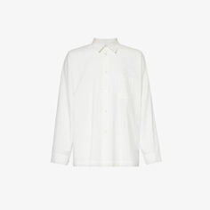 Рубашка свободного кроя обтекаемой формы из хлопкового поплина Homme Plissé Issey Miyake, белый