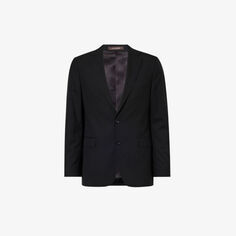 Шерстяная куртка классического кроя со структурированными плечами и зубчатыми лацканами Oscar Jacobson, черный