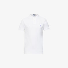 Рубашка-поло приталенного кроя из хлопкового пике с короткими рукавами и вышитым логотипом Polo Ralph Lauren, белый