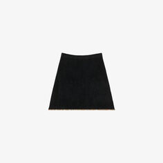 Мини-юбка из эластичной ткани с высокой посадкой и отделкой бисером Sandro, цвет noir / gris