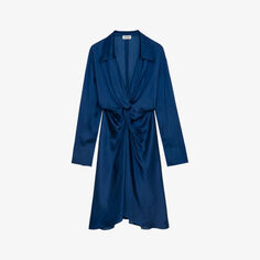 Атласное платье-рубашка миди Rozo с закрученными деталями Zadig&amp;Voltaire, синий