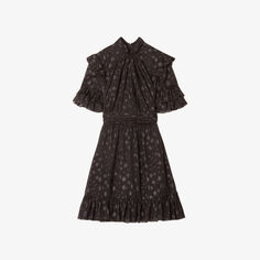 Платье мини Cora в горошек с эффектом металлик By Malina, черный