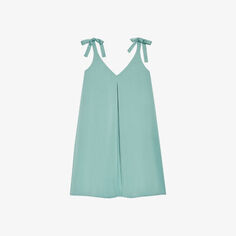 Атласное платье мини со складками и завязками Claudie Pierlot, цвет verts