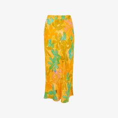 Тканая юбка миди с пальмовым цветочным принтом и пуговицами Whistles, мультиколор