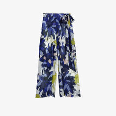 Широкие брюки Chrysat из ткани со средней посадкой и цветочным принтом Ted Baker, цвет natural