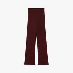 Прямые брюки из тканого материала с высокой посадкой и разрезами Claudie Pierlot, цвет rouges