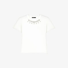 Хлопковая футболка Toukana с кристаллами Maje, цвет blanc