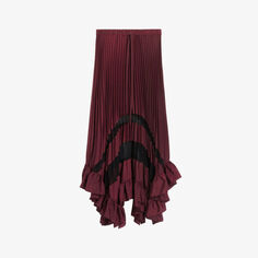 Плиссированная юбка миди Selode с асимметричным подолом Claudie Pierlot, цвет rouges