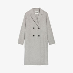 Галантер двубортное пальто из смесовой шерсти Claudie Pierlot, цвет noir / gris