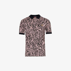 Рубашка-поло из хлопкового пике с зебровым принтом и вышитым логотипом Fred Perry, розовый
