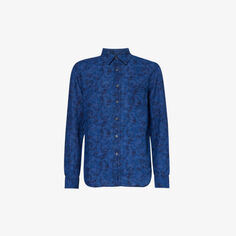 Льняная рубашка с цветочным узором тай-дай 120% Lino, синий