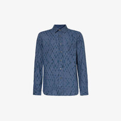 Льняная рубашка классического кроя с длинными рукавами и принтом тай-дай 120% Lino, синий