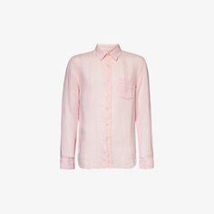 Льняная рубашка классического кроя с раздвинутым воротником 120% Lino, розовый