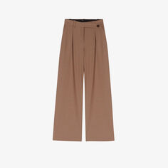 Широкие брюки Pikinette со складками на полушерсти Maje, цвет bruns