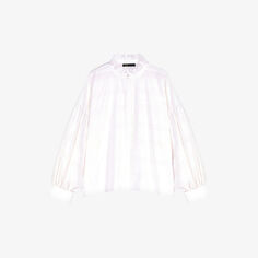 Хлопковая блузка Chery с оборкой и вышивкой Maje, цвет blanc