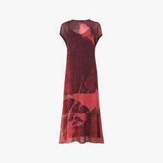 Тканое платье миди с графичным принтом Leem, бордовый