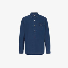 Рубашка классического кроя из хлопкового поплина с накладными карманами Polo Ralph Lauren, синий
