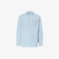 Рубашка прямого кроя из хлопкового поплина с вышитым логотипом Polo Ralph Lauren, синий