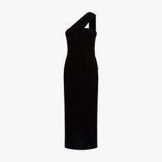 Платье миди Abbey на одно плечо из эластичного бархата Reiss, черный
