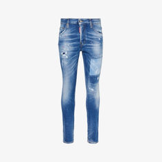 Узкие джинсы Skater из эластичного денима прямого кроя с брызгами краски Dsquared2, темно-синий