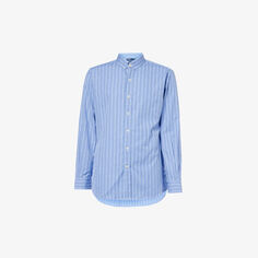 Хлопковая рубашка индивидуального кроя с полосатым узором Polo Ralph Lauren, синий