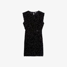 Тканое мини-платье без рукавов с цветочным принтом The Kooples, черный