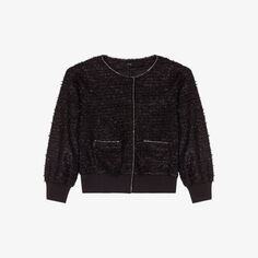 Куртка фактурной вязки Loxane, украшенная цепочкой Maje, цвет noir / gris