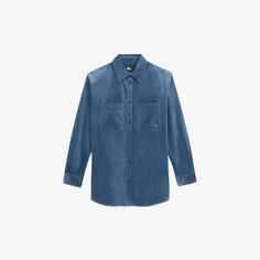 Рубашка прямого кроя из эластичного хлопка с накладными карманами The Kooples, синий