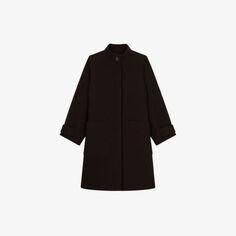 Пальто свободного кроя Villanova из смесовой шерсти с высоким воротником Soeur, коричневый