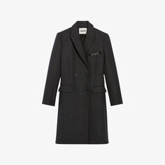Двубортное пальто CP-link из смесовой шерсти Claudie Pierlot, цвет noir / gris