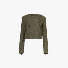 Замшевая куртка классического кроя с круглым вырезом Ikks, цвет lichen