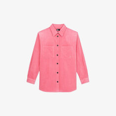 Вельветовая рубашка из эластичного хлопка с накладными карманами и длинными рукавами The Kooples, розовый