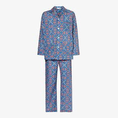 Хлопковый пижамный комплект Ledbury с геометричным принтом Derek Rose, мультиколор
