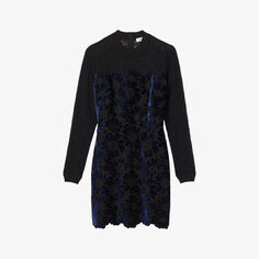 Платье мини из эластичной ткани с кружевной вышивкой Daisy Sandro, цвет noir / gris
