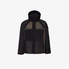 Куртка-ракушка с капюшоном и воротником-воронкой с контрастной вставкой Ps By Paul Smith, черный