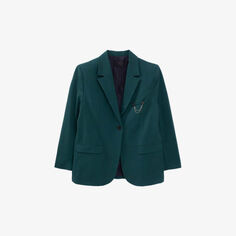 Однобортный пиджак из смесовой шерсти, украшенный цепочкой Ikks, зеленый