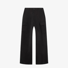 Прямые брюки из тканого материала с завышенной талией и карманами-карго Ikks, черный