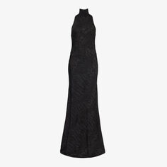 Платье макси из смесовой ткани с высоким воротником и абстрактным узором Alaia, цвет noir alaia AlaÏa