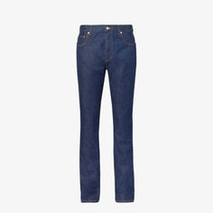 Прямые джинсы средней посадки с тиснением бренда Gucci, синий
