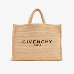 Большая сумка-тоут из рафии G-Tote с вышитым логотипом Givenchy, цвет natural