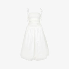Платье миди Pufball со сборками из эластичного хлопка Amy Lynn, белый