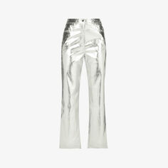 Lupe прямые брюки из искусственной кожи с высокой посадкой Amy Lynn, серебряный